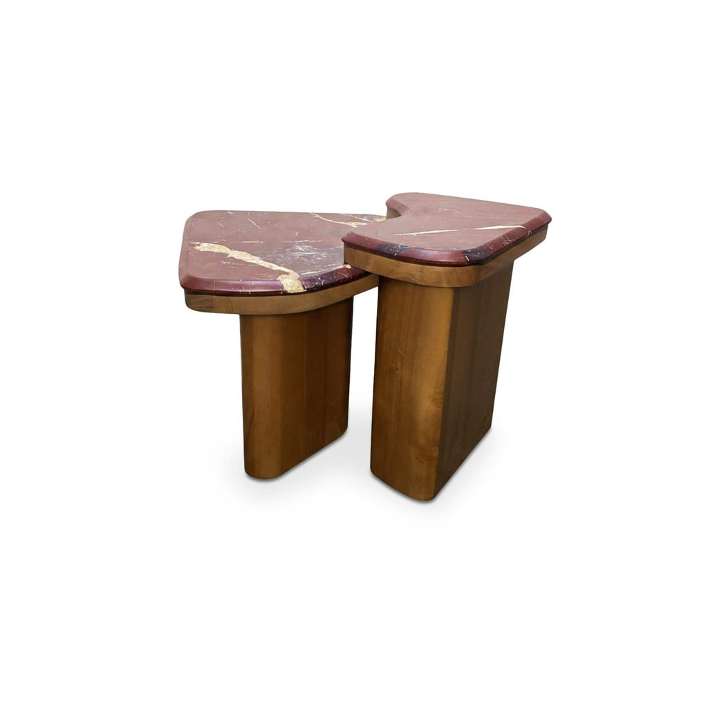 Tables basses gigognes modernes en bois et métal à 2 niveaux pour salon