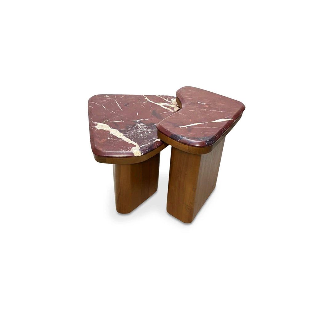 Tables basses gigognes modernes en bois et métal à 2 niveaux pour salon