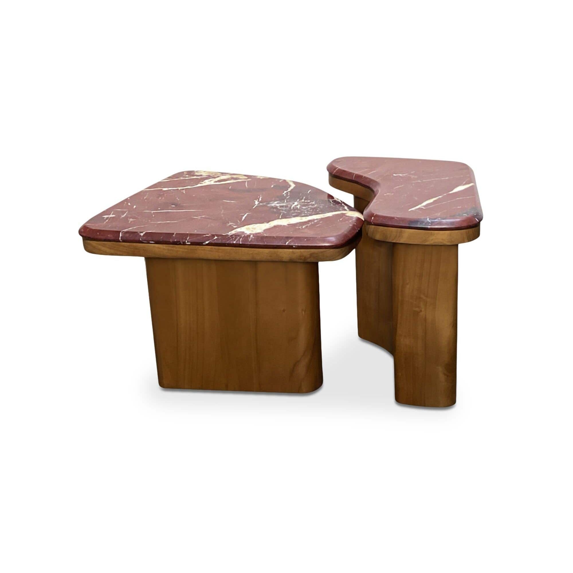 Tables basses gigognes modernes en bois et métal à 2 niveaux pour salon