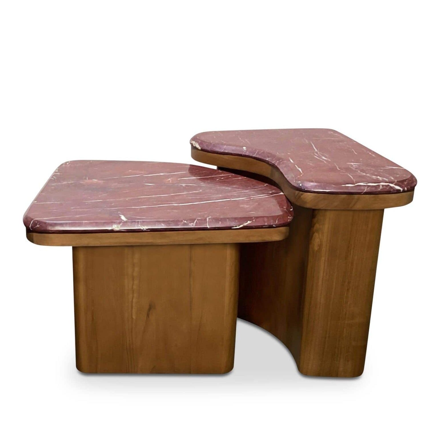 Tables basses gigognes modernes en bois et métal à 2 niveaux pour salon