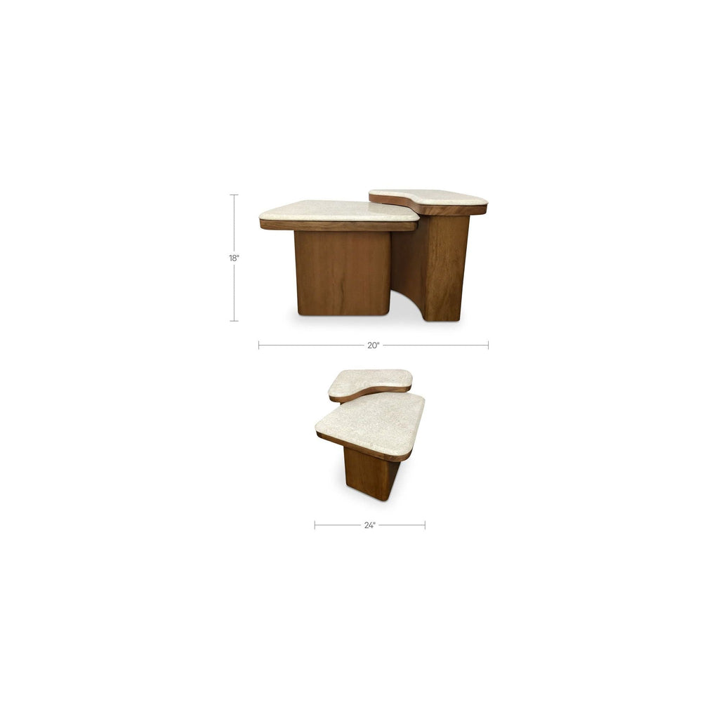 Tables basses gigognes modernes en bois et métal à 2 niveaux pour salon
