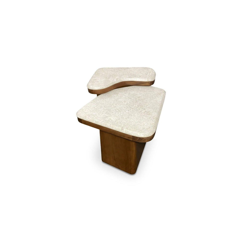 Tables basses gigognes modernes en bois et métal à 2 niveaux pour salon