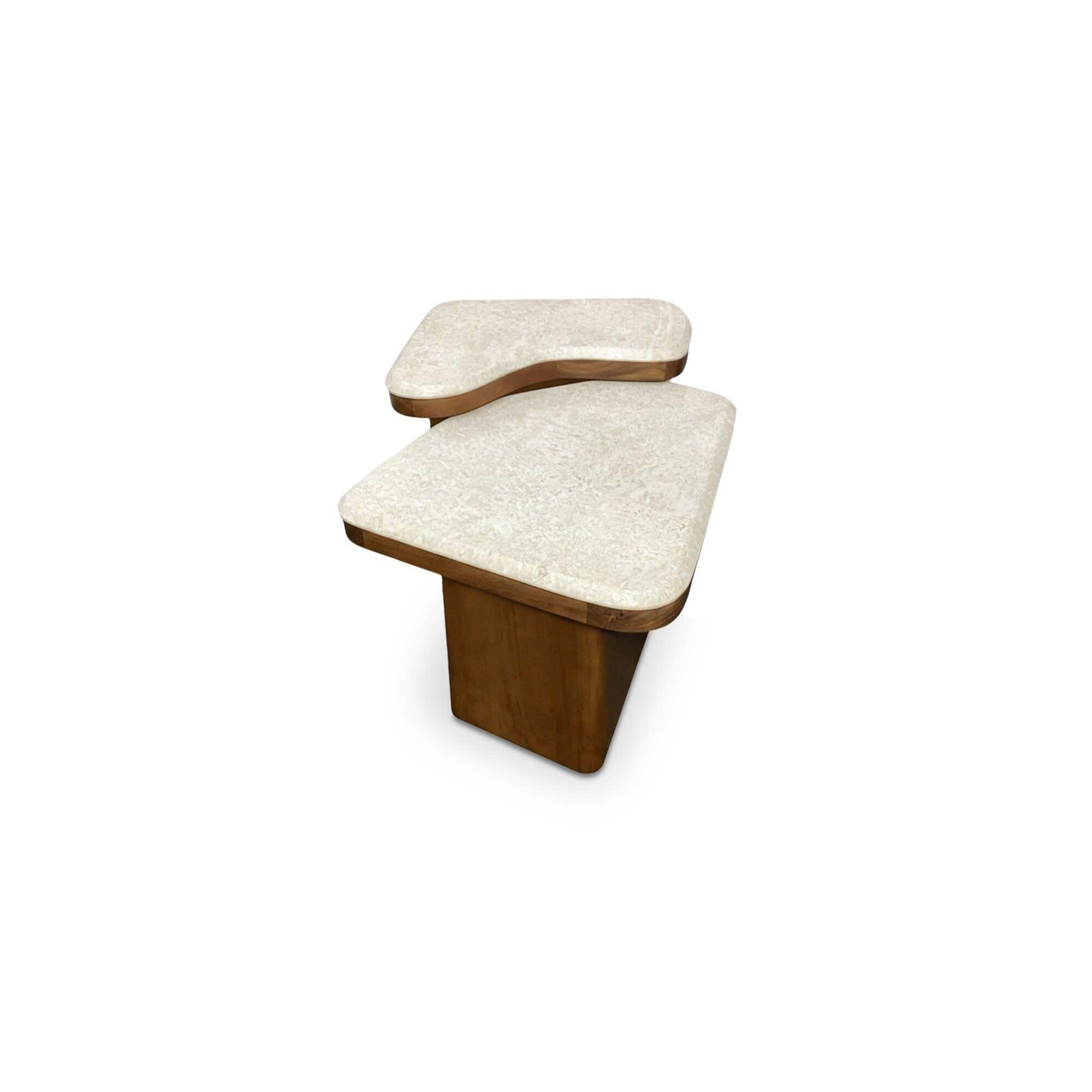 Tables basses gigognes modernes en bois et métal à 2 niveaux pour salon