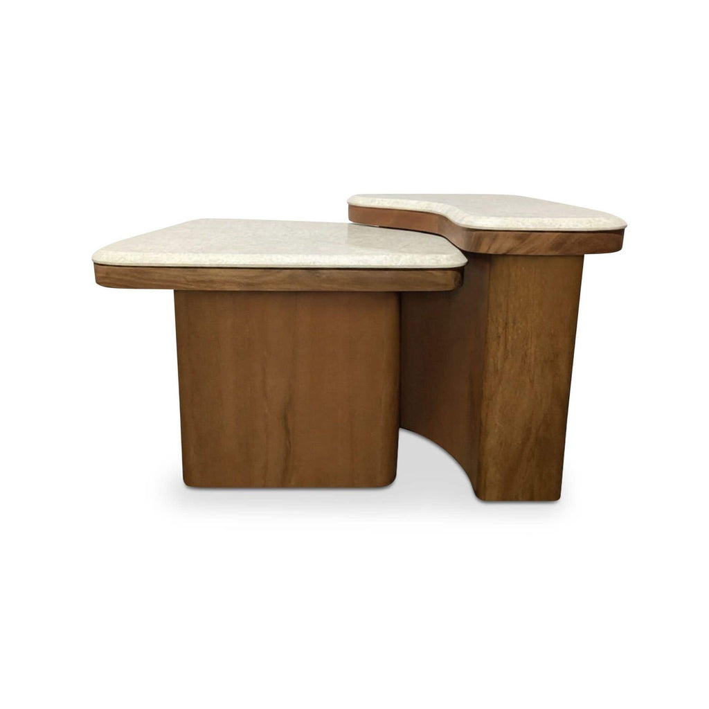 Tables basses gigognes modernes en bois et métal à 2 niveaux pour salon