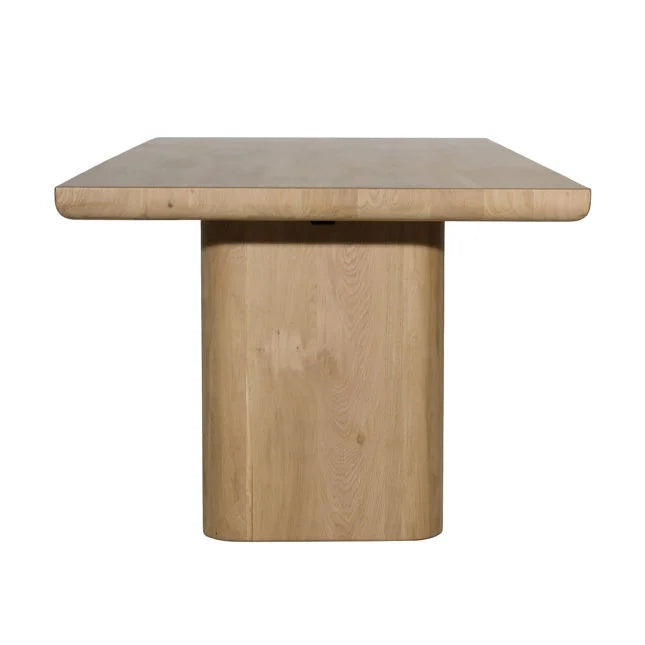 Table à manger industrielle en bois et métal avec piètement ouvert pour salle à manger