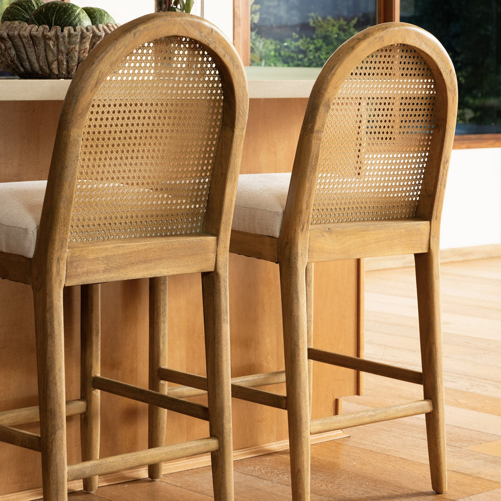 Tabouret de comptoir industriel en bois et métal sans accoudoirs pour salle à manger
