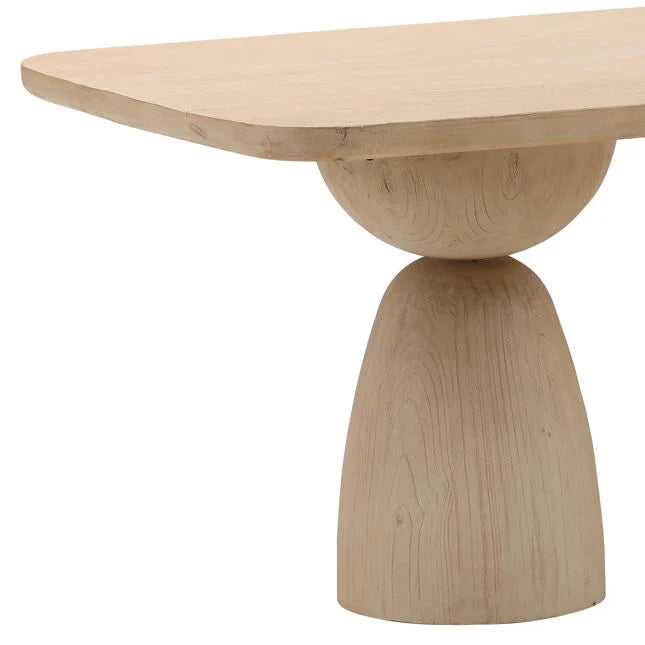 Contemporary Wood & Metal Dining Table with Sculptural Base for Dining Room