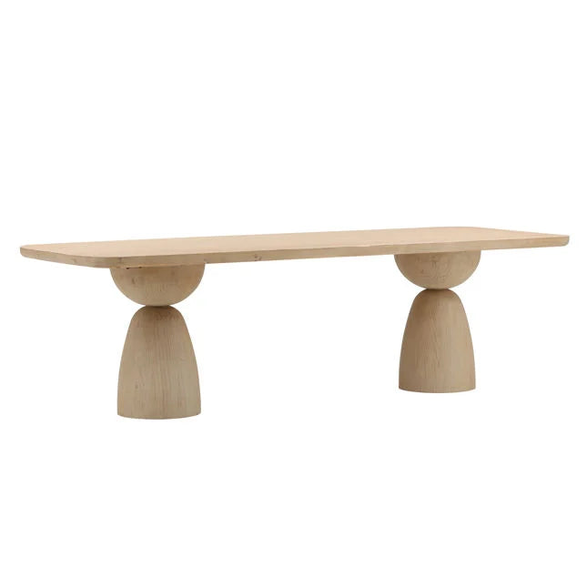 Contemporary Wood & Metal Dining Table with Sculptural Base for Dining Room