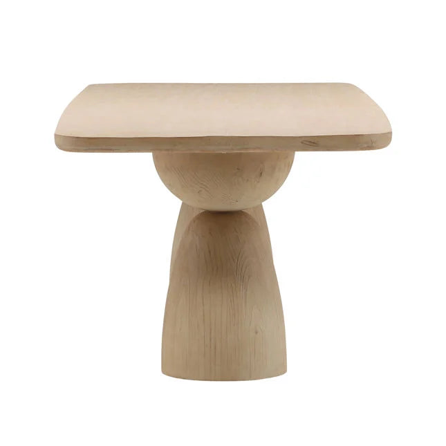 Table à manger contemporaine en bois et métal avec piètement sculptural pour la salle à manger