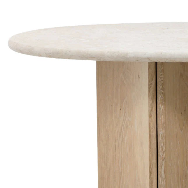 Scandinavian Solid Wood Dining Table with Organic Round Top for Dining Room