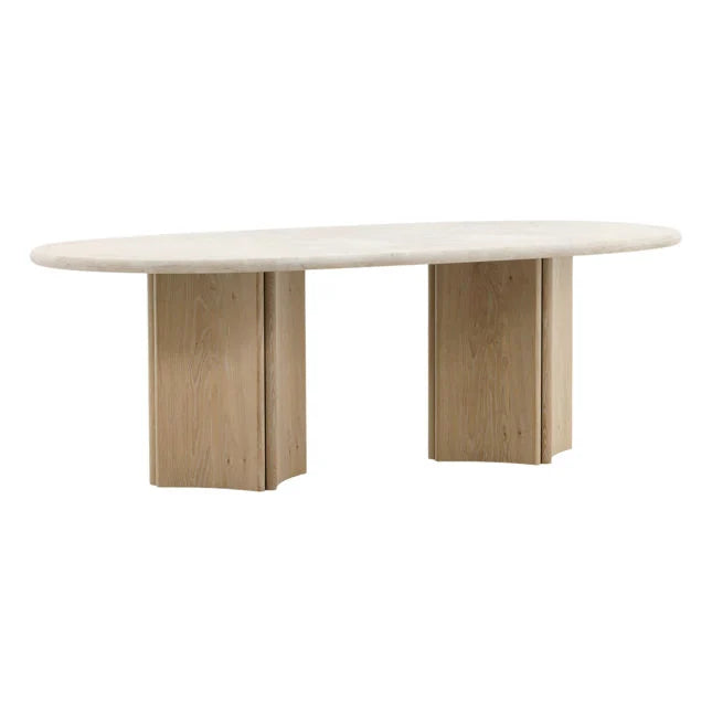 Scandinavian Solid Wood Dining Table with Organic Round Top for Dining Room