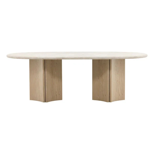 Table à manger scandinave en bois massif avec plateau rond organique pour salle à manger