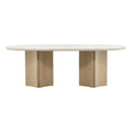 Table à manger scandinave en bois massif avec plateau rond organique pour salle à manger