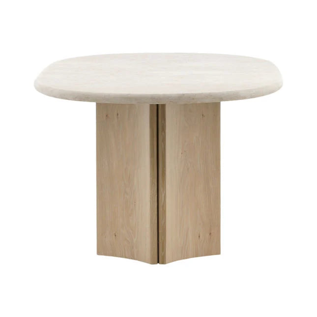 Scandinavian Solid Wood Dining Table with Organic Round Top for Dining Room