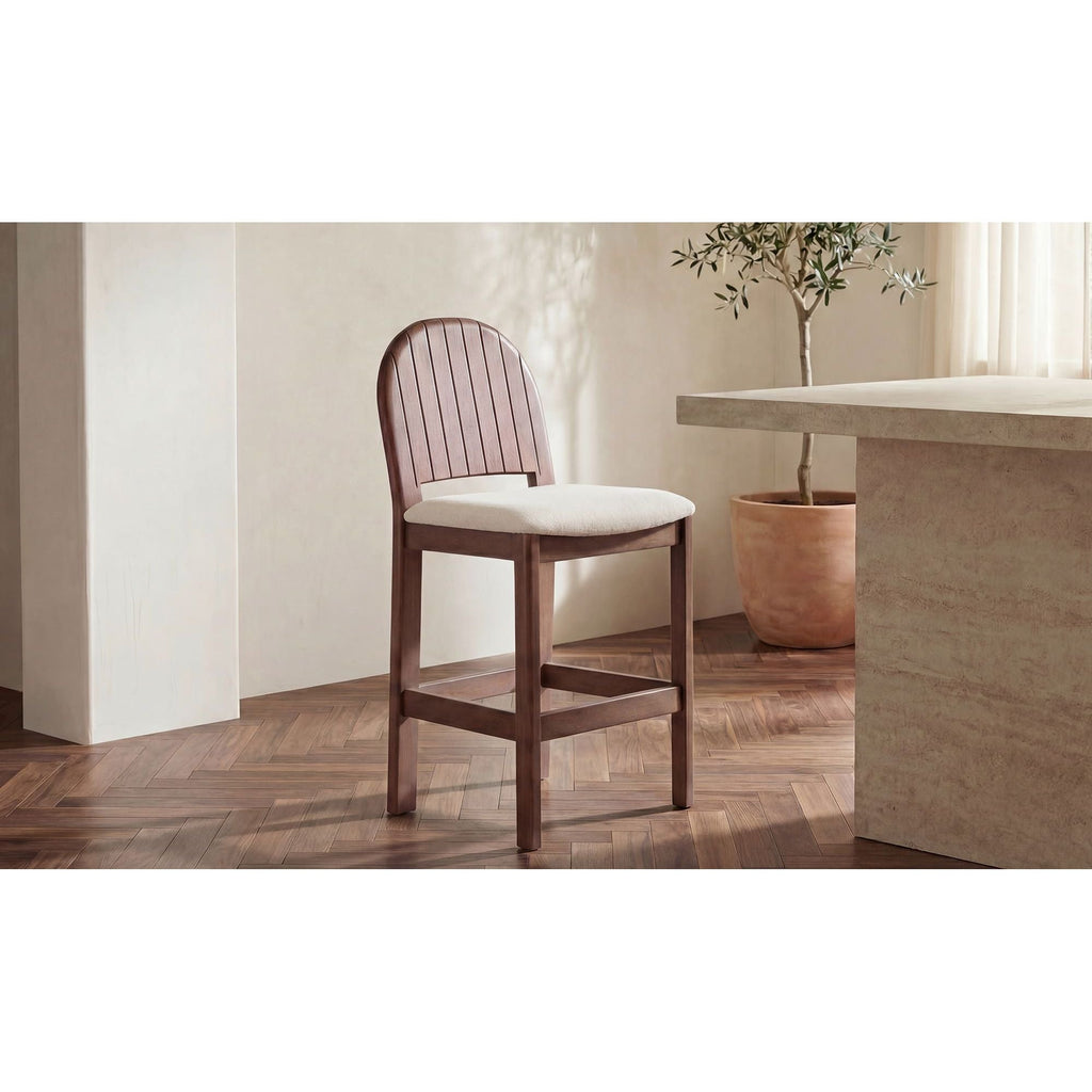 Tabouret de comptoir sans bras en bois rembourré moderne avec coussin pour salle à manger