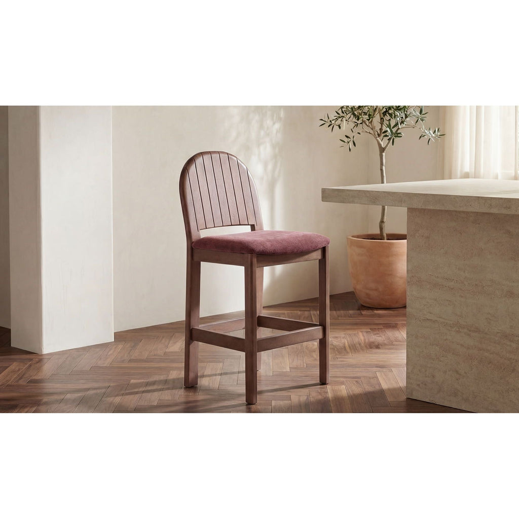 Tabouret de comptoir sans bras en bois rembourré moderne avec coussin pour salle à manger