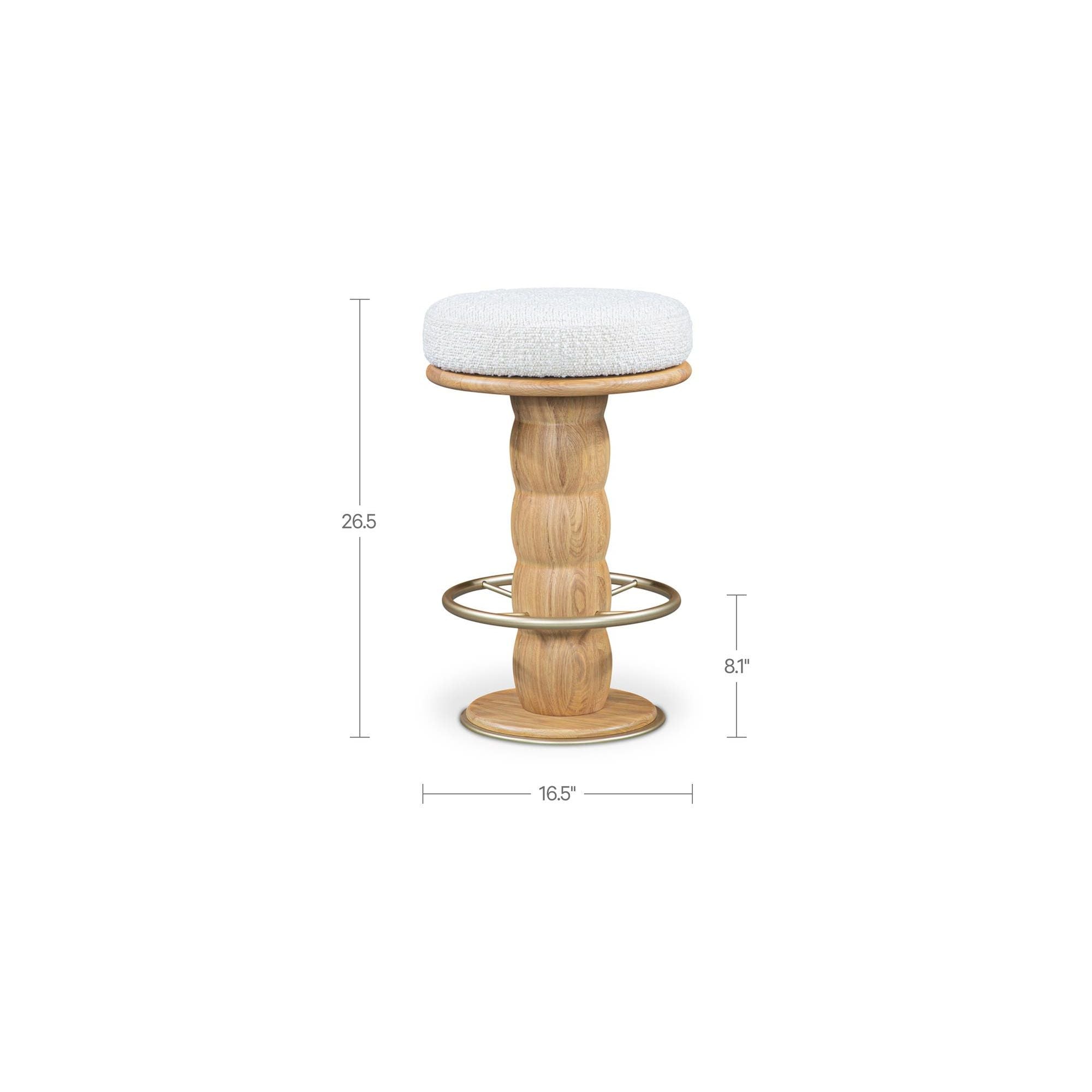 Modern Upholstered Wood Swivel Counter Stool with Metal Base for Dining Room