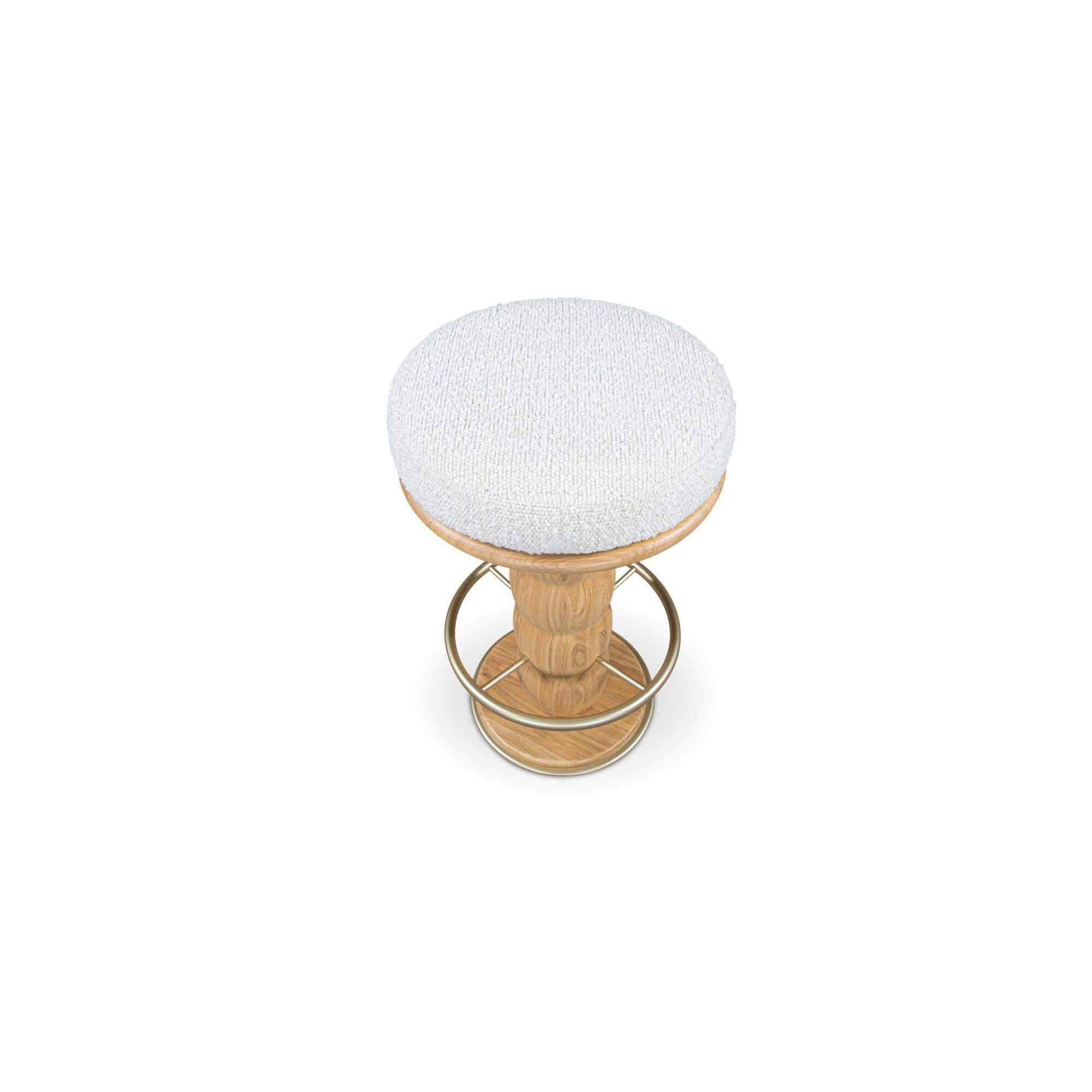 Modern Upholstered Wood Swivel Counter Stool with Metal Base for Dining Room