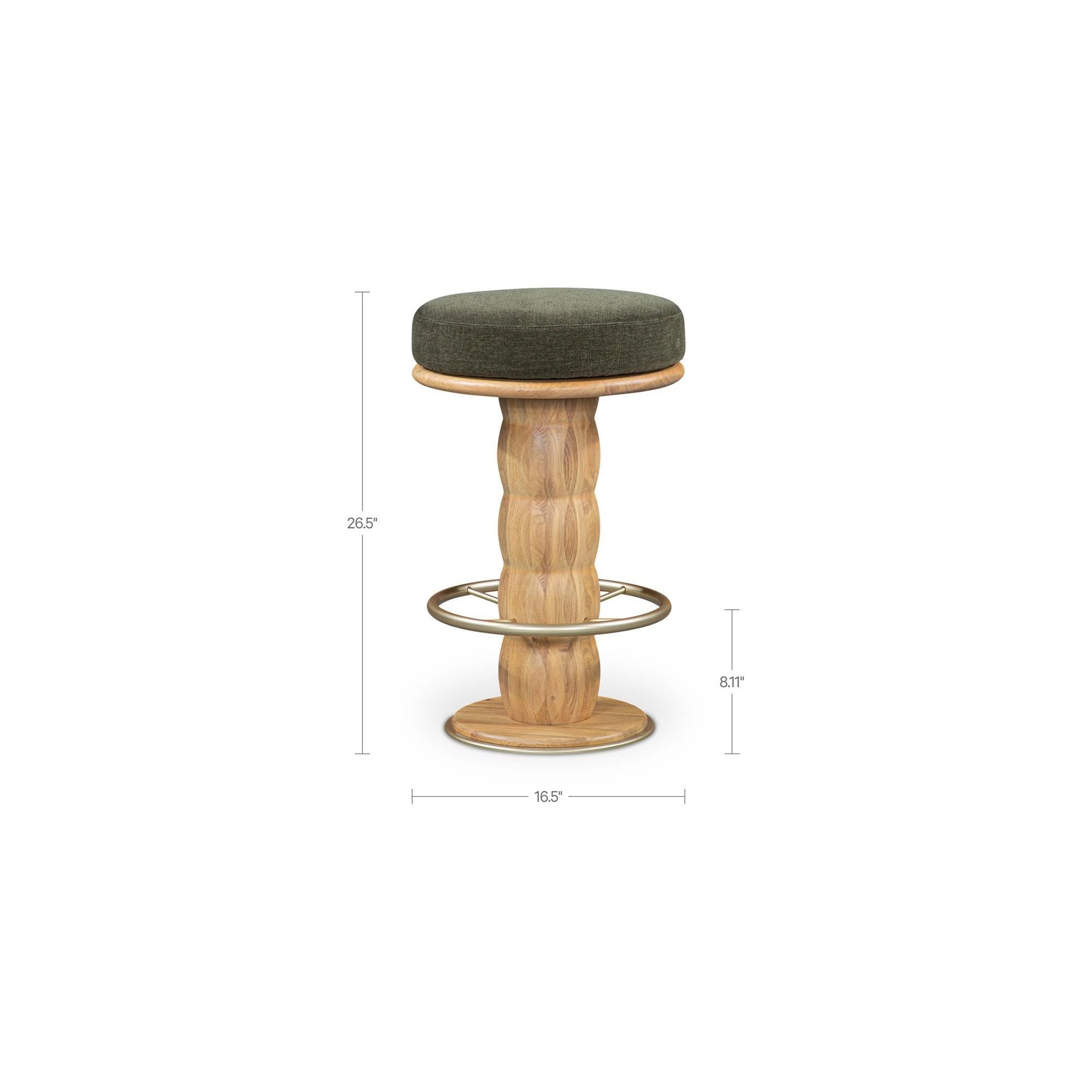 Modern Upholstered Wood Swivel Counter Stool with Metal Base for Dining Room