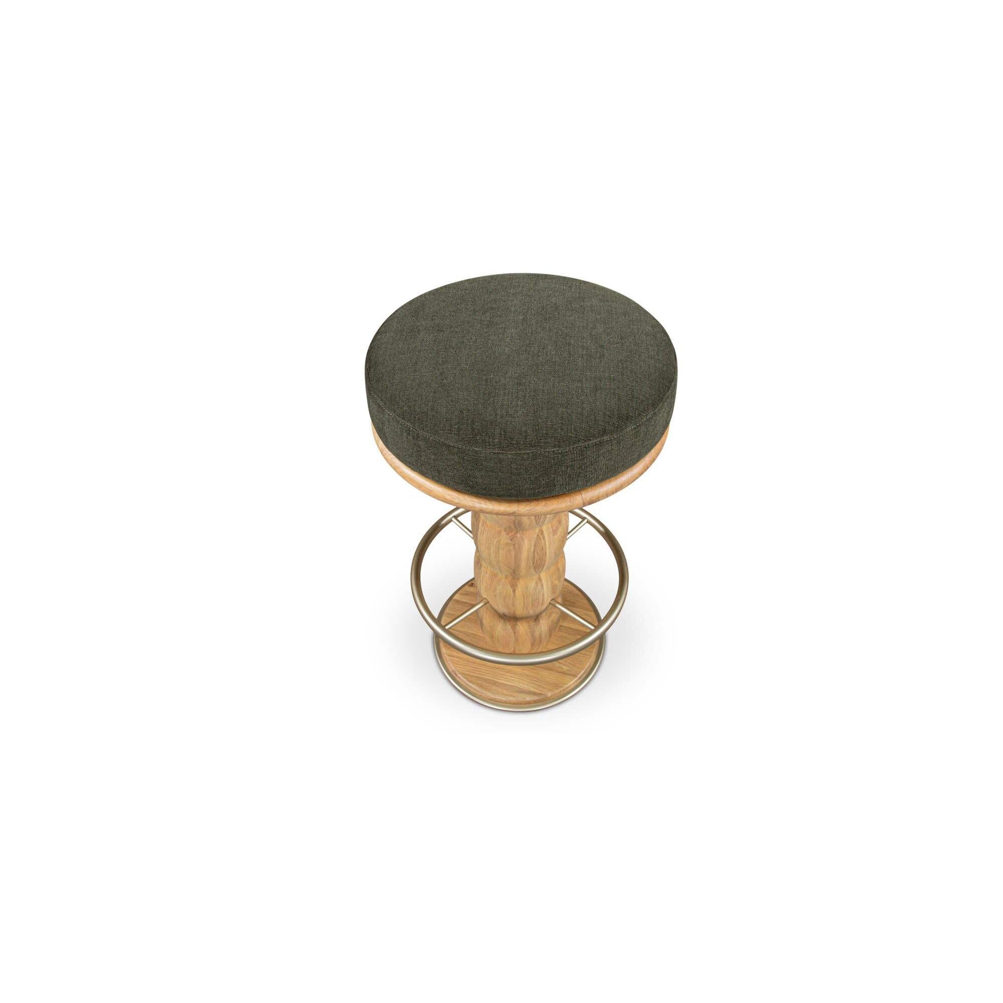 Modern Upholstered Wood Swivel Counter Stool with Metal Base for Dining Room