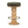 Modern Upholstered Wood Swivel Counter Stool with Metal Base for Dining Room