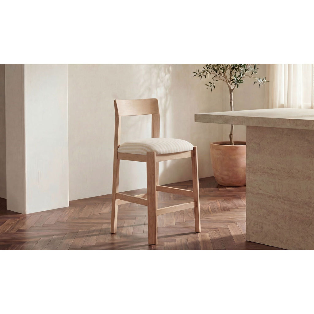 Tabouret de comptoir moderne en bois capitonné avec coussin d'assise pour salle à manger