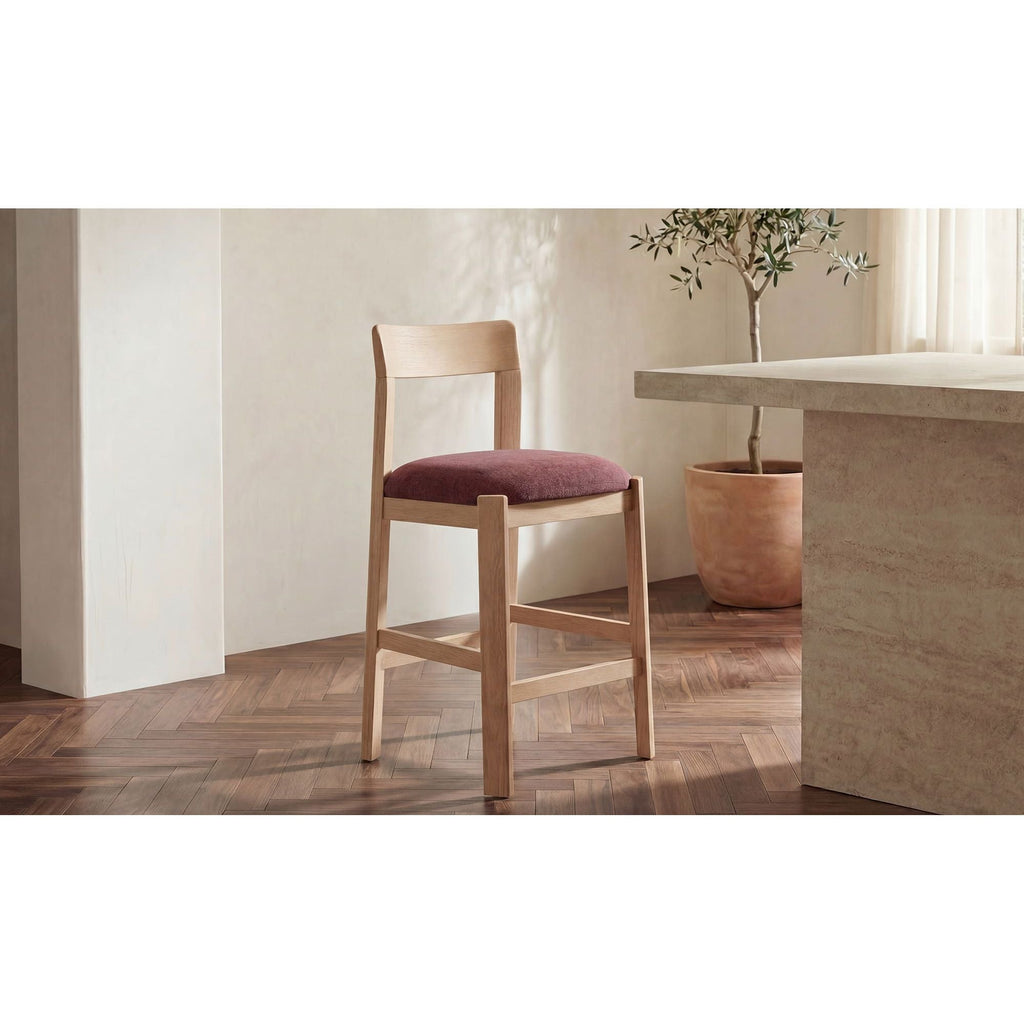 Tabouret de comptoir moderne en bois capitonné avec coussin d'assise pour salle à manger