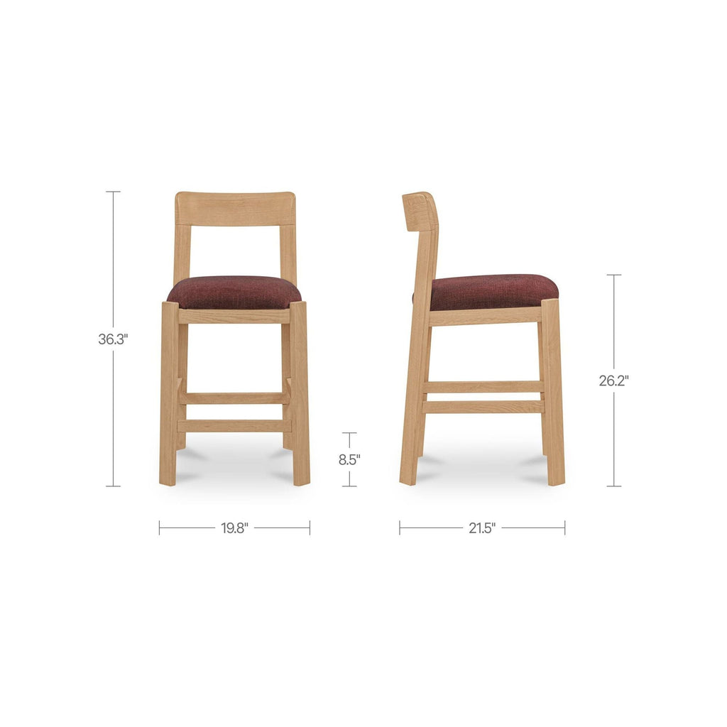Tabouret de comptoir moderne en bois capitonné avec coussin d'assise pour salle à manger
