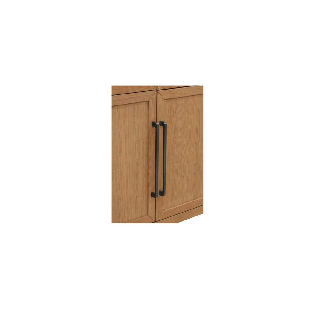 Meuble vitrine en bois naturel et verre avec étagère ouverte pour salon