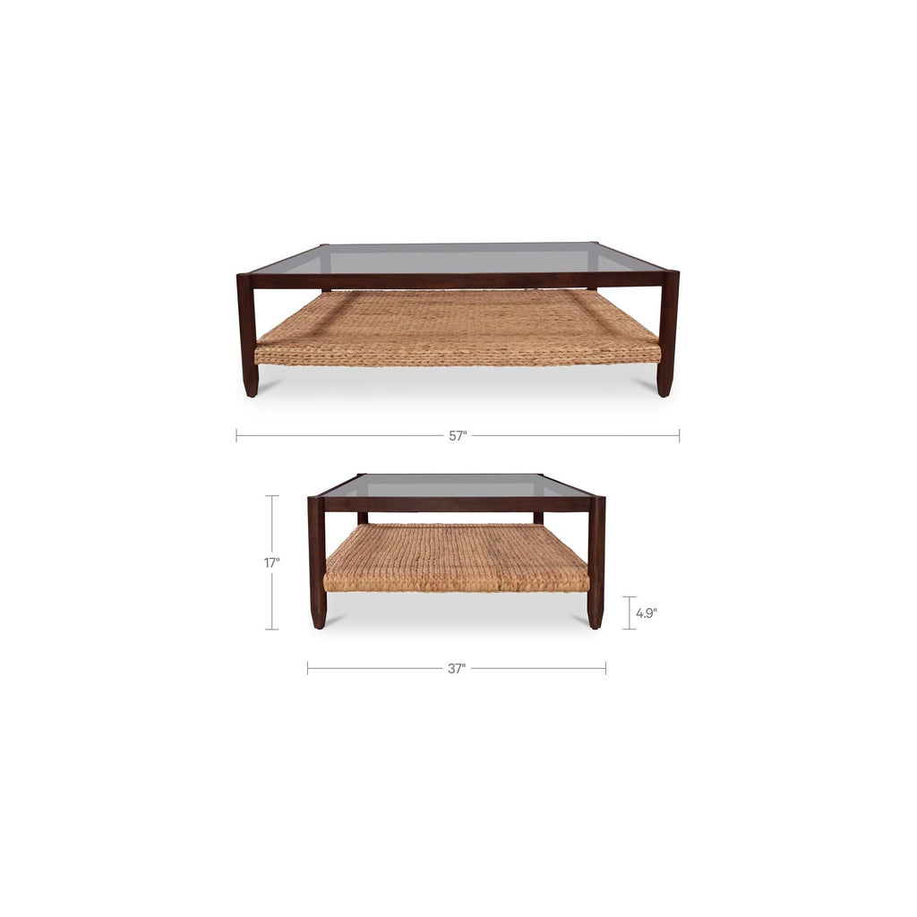 Table basse en bois et métal de style campagnard avec étagère à lattes pour salon