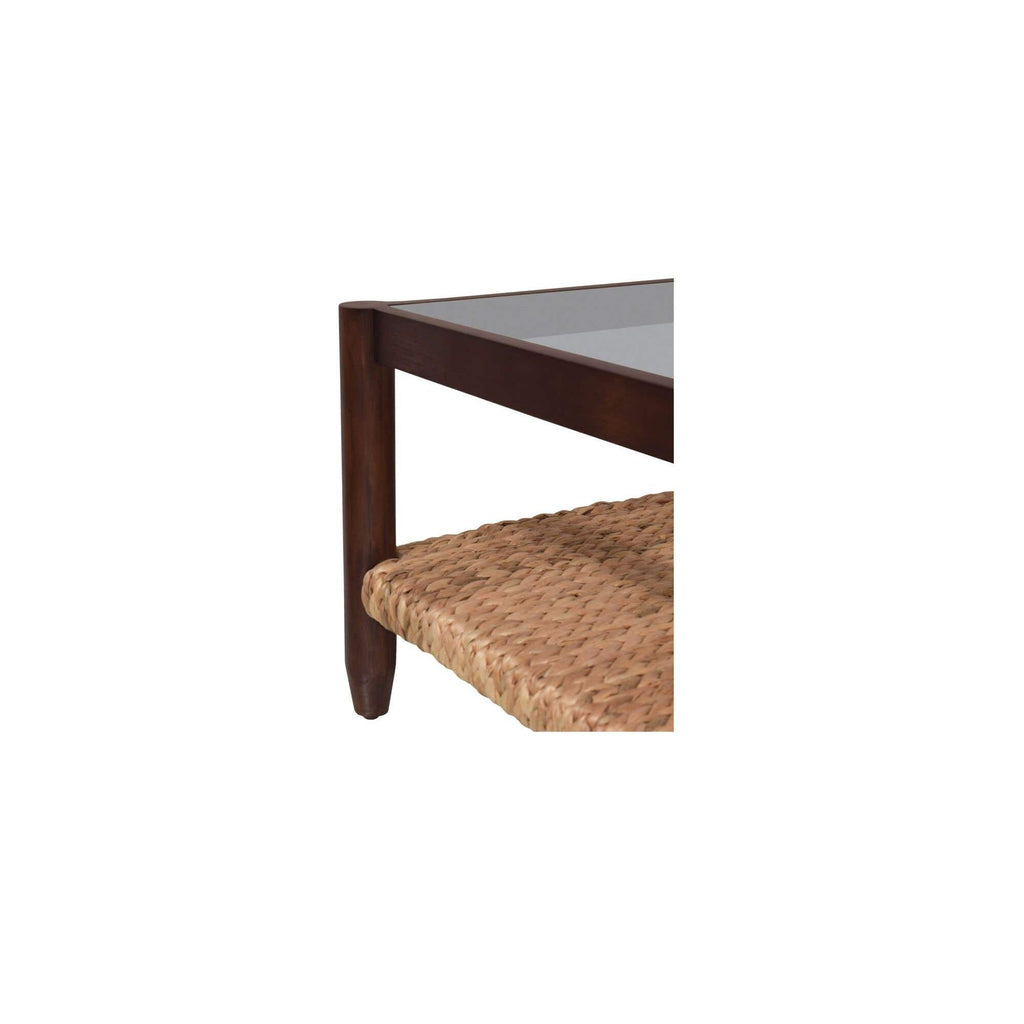 Table basse en bois et métal de style campagnard avec étagère à lattes pour salon