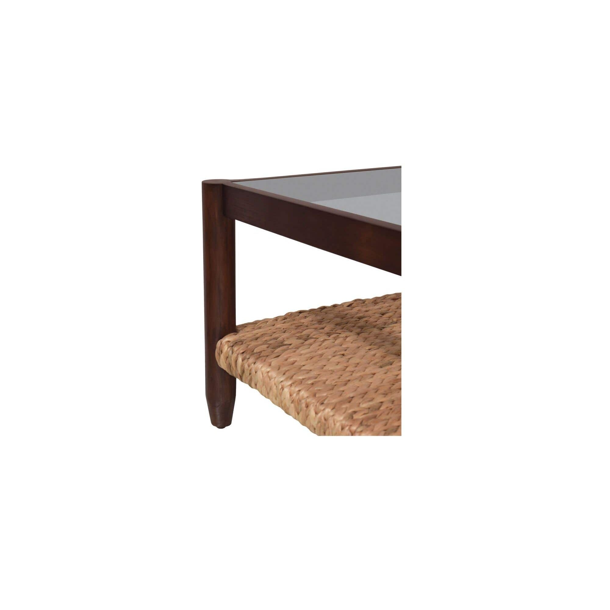 Table basse en bois et métal de style campagnard avec étagère à lattes pour salon