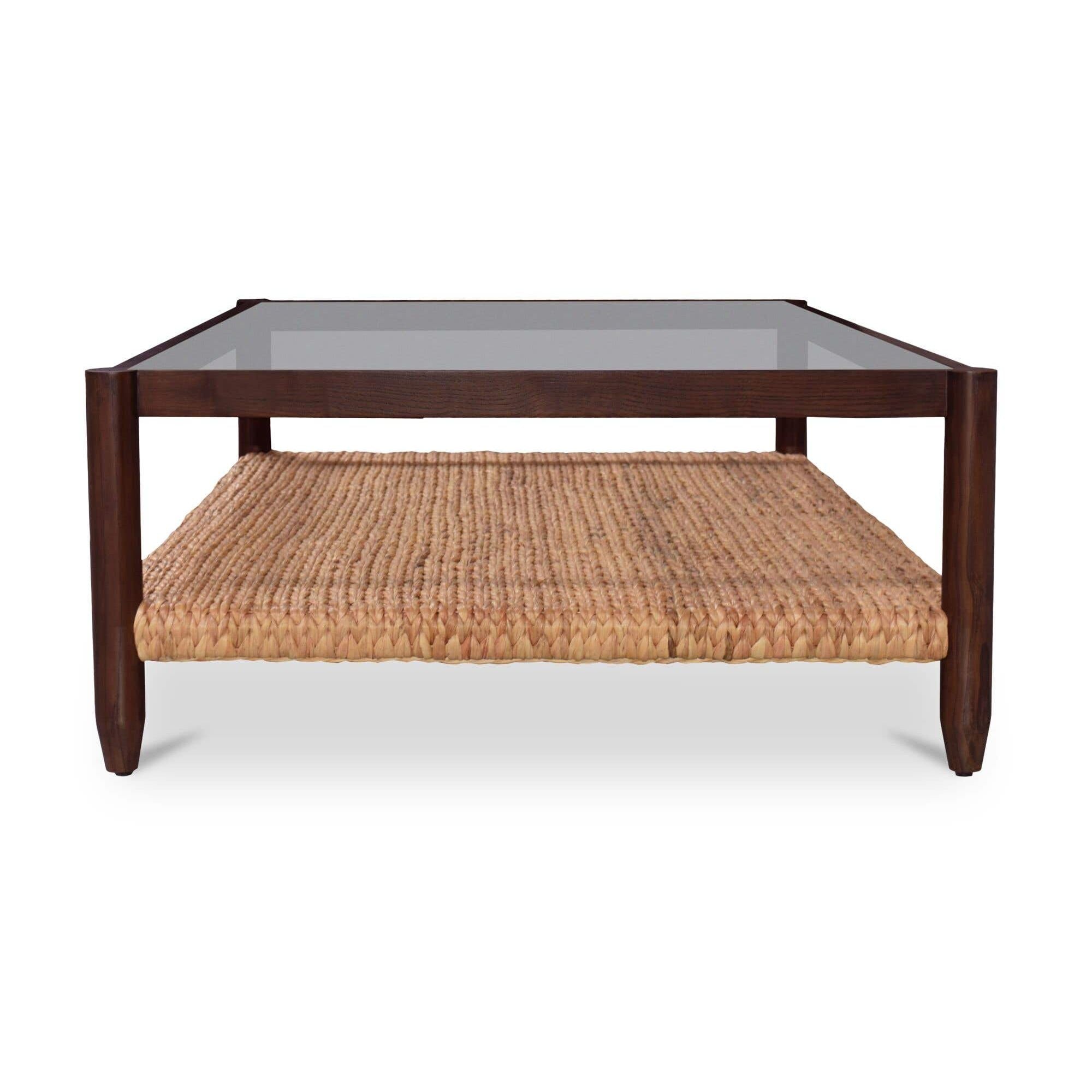 Table basse en bois et métal de style campagnard avec étagère à lattes pour salon
