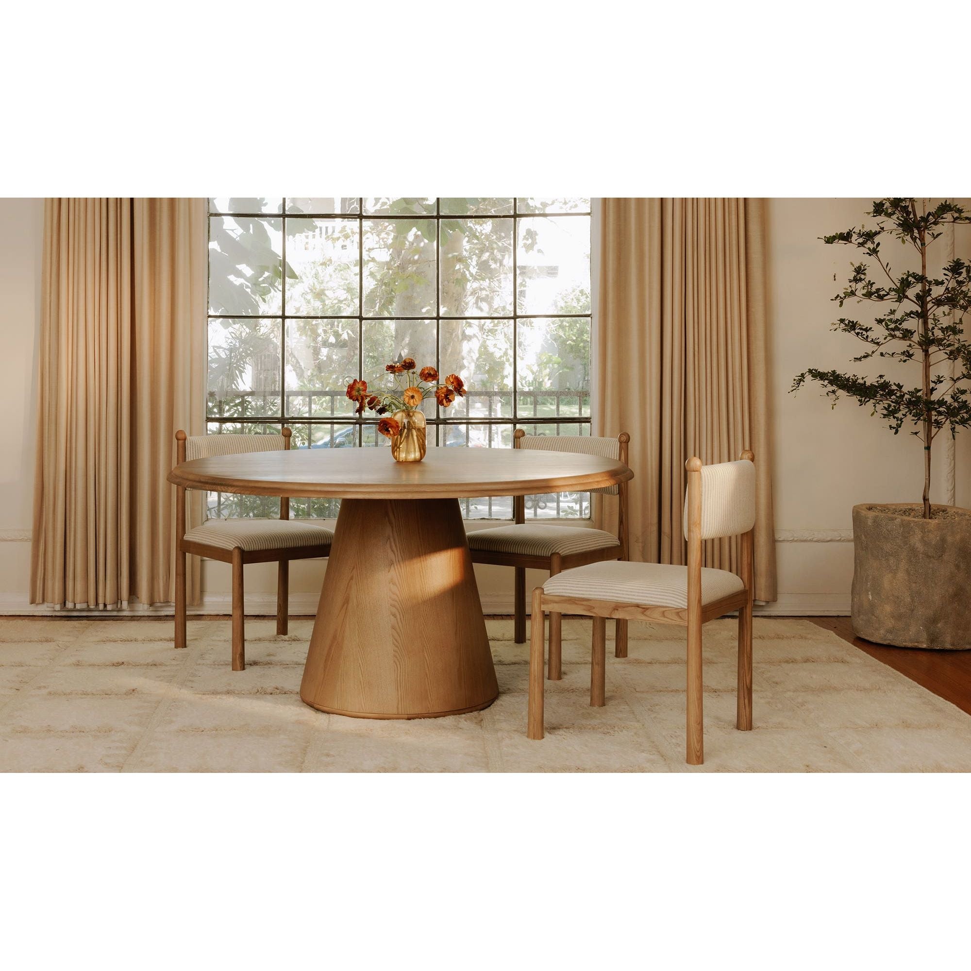 Natural Solid Wood Dining Table with Organic Edge for Dining Room