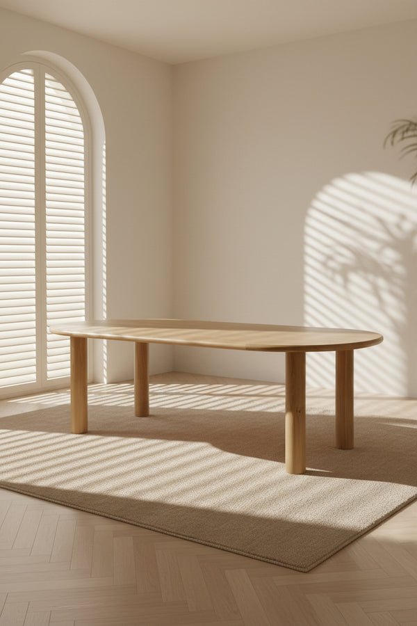 Modern Wood & Metal Dining Table with Minimalist Frame for Dining Room
