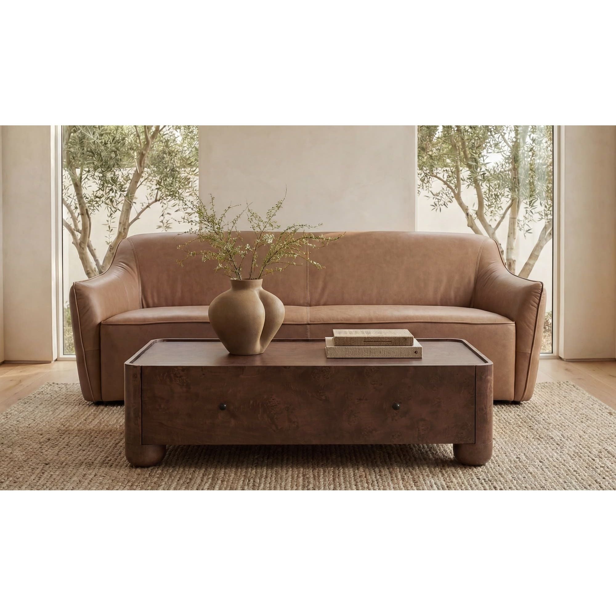 Table basse moderne en bois et métal avec étagère inférieure pour salon