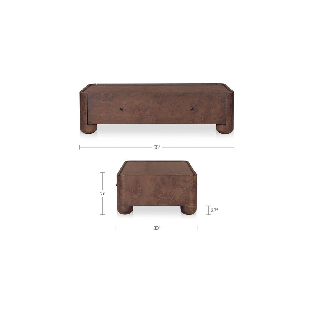 Table basse moderne en bois et métal avec étagère inférieure pour salon