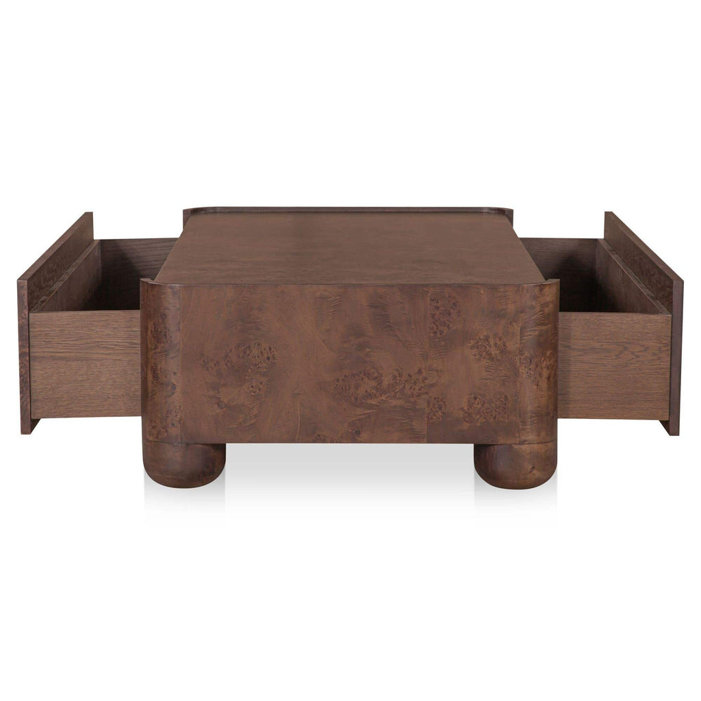Table basse moderne en bois et métal avec étagère inférieure pour salon