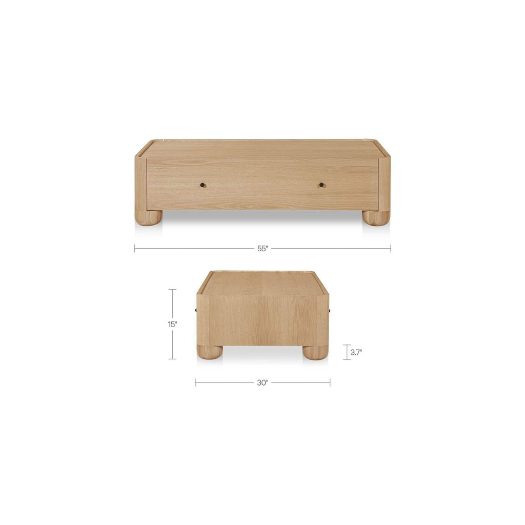 Table basse moderne en bois et métal avec étagère inférieure pour salon