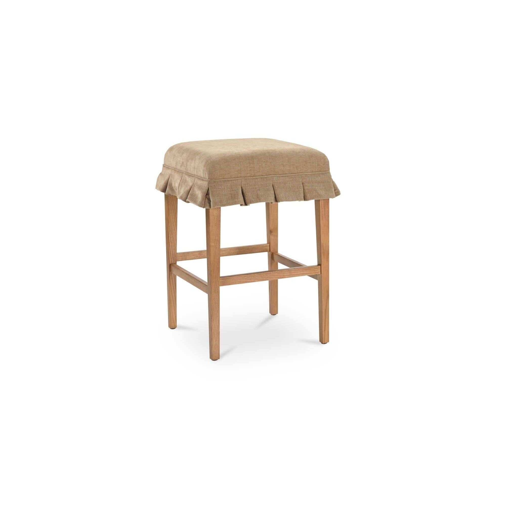 Modern Upholstered Wood Counter Stool with Cushion Seat for Dining Room