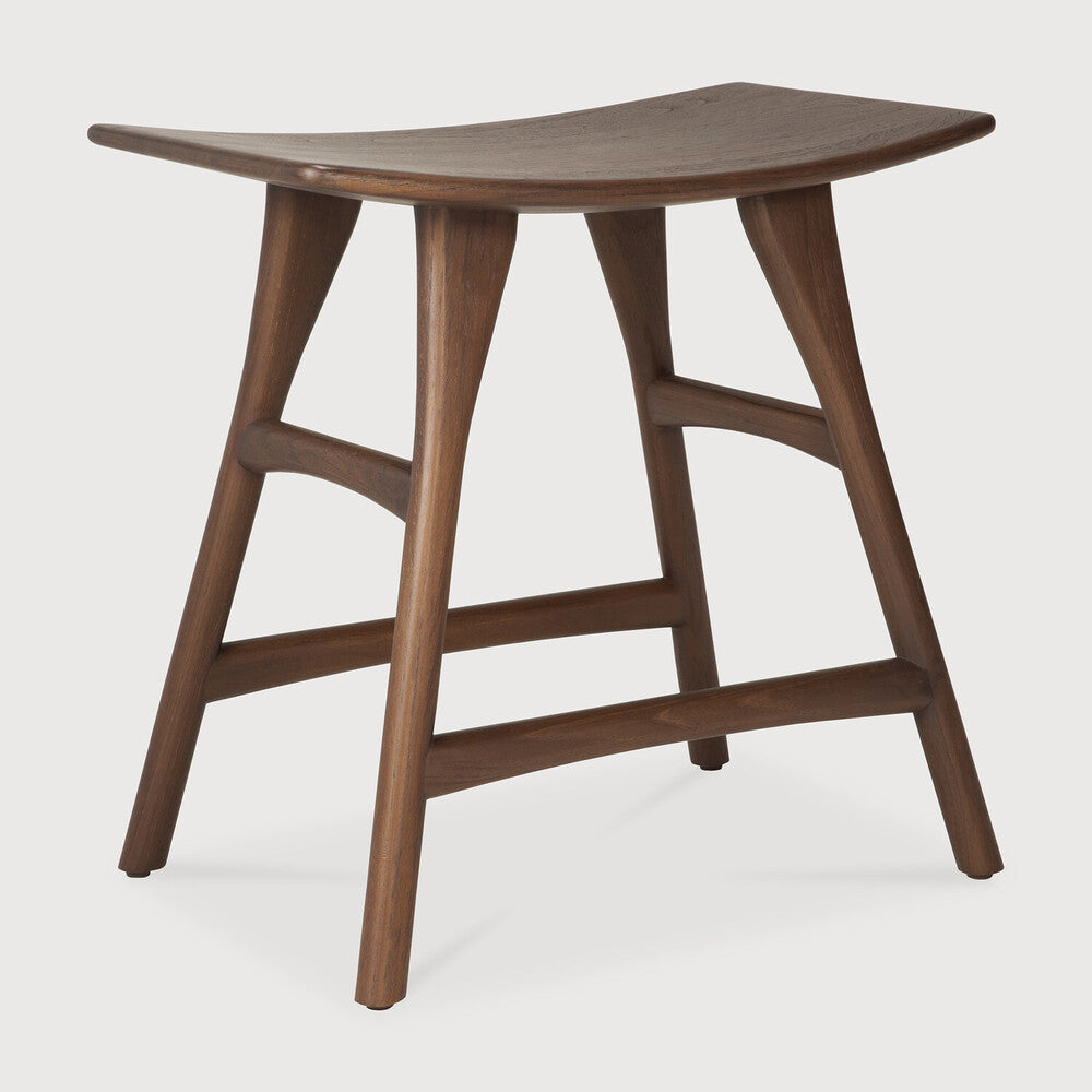 Scandinavian Oak Wood Armless Stool with Varnished Finish for Dining Room