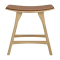 Tabouret de salle à manger en chêne et cuir scandinave avec assise coussinée