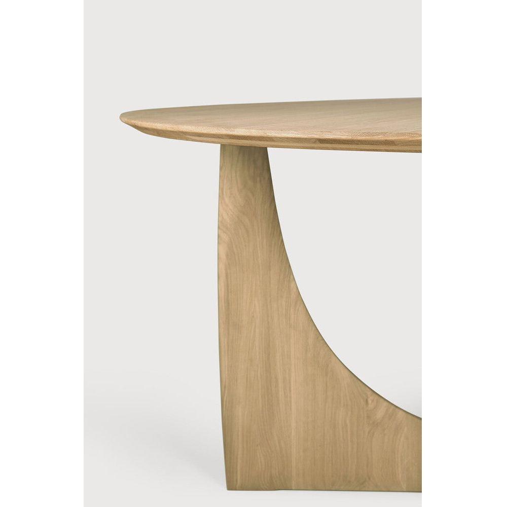 Modern Wood & Metal Round Dining Table with Geometric Base for Dining Room