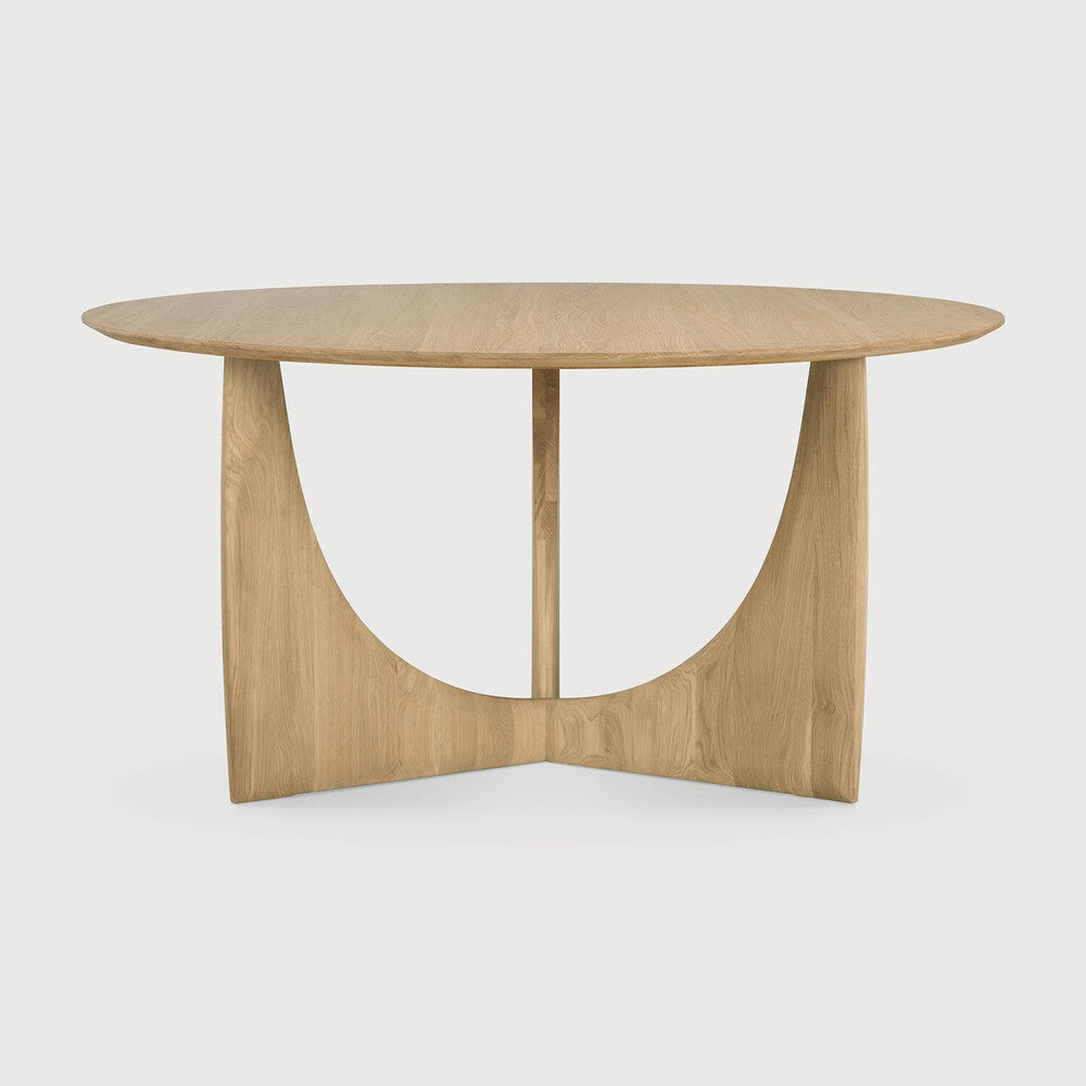 Table à Manger Ronde en Bois et Métal Moderne avec Piètement Géométrique pour Salle à Manger