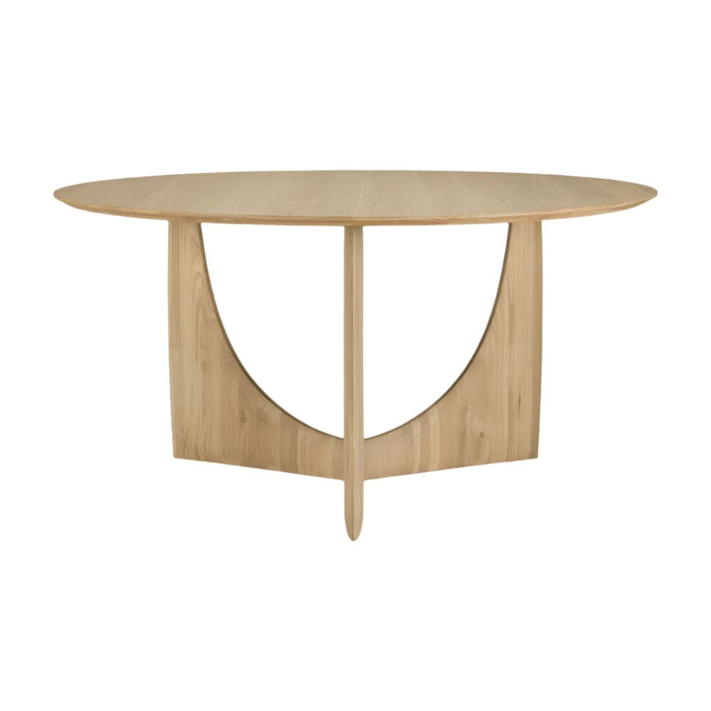 Modern Wood & Metal Round Dining Table with Geometric Base for Dining Room