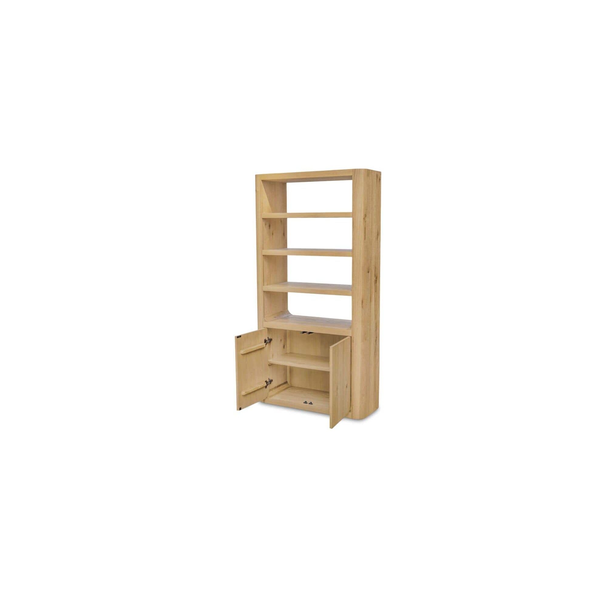 Modern Wood Tall Cabinet with Cord Management & Shelf for Home Office