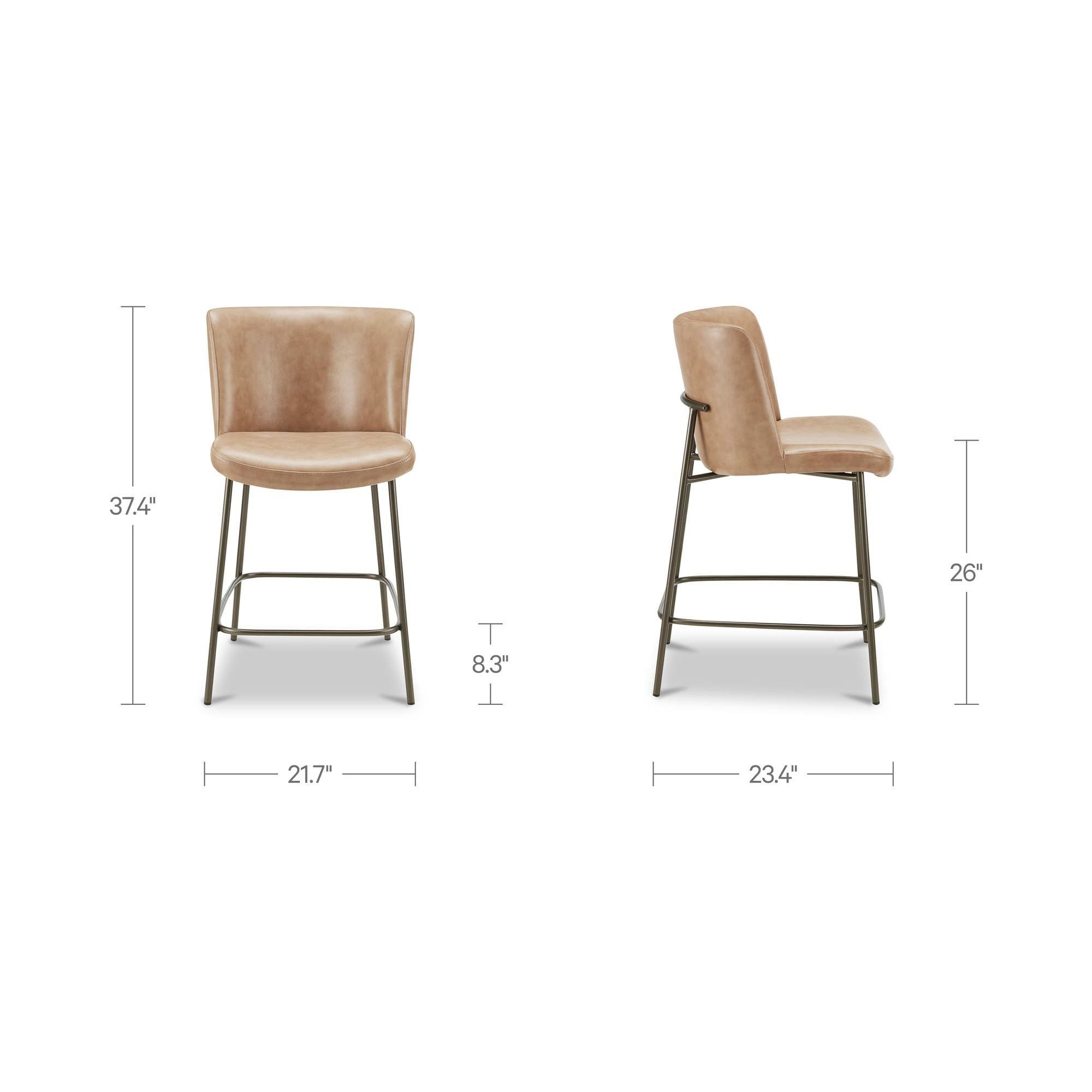 Tabouret de comptoir sans accoudoirs moderne en cuir et métal avec coussin pour salle à manger