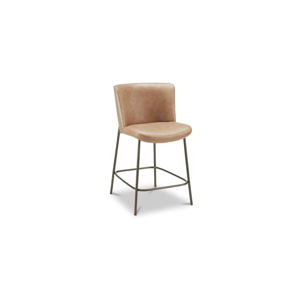 Tabouret de comptoir sans accoudoirs moderne en cuir et métal avec coussin pour salle à manger