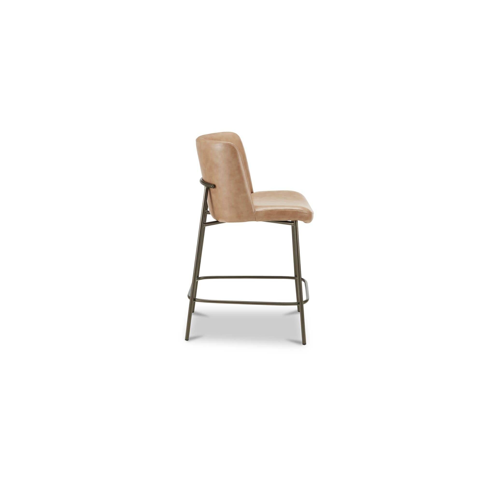 Modern Leather & Metal Armless Counter Stool with Cushion for Dining Room