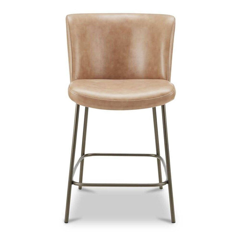 Tabouret de comptoir sans accoudoirs moderne en cuir et métal avec coussin pour salle à manger